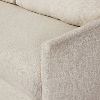 Wickham 2-Piece Sleeper Sectional by Four Hands in alameda snow, ebony, ronan linen. Made from 88% olefin, 11% polyester (uv), 1% polyester, solid maple, faux leather in a unique style.