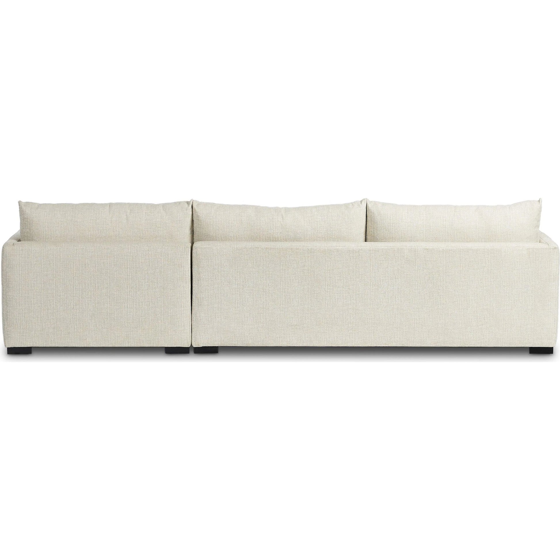 Wickham 2-Piece Sleeper Sectional by Four Hands in alameda snow, ebony, ronan linen. Made from 88% olefin, 11% polyester (uv), 1% polyester, solid maple, faux leather in a unique style.