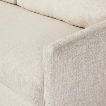 Wickham 2-Piece Sleeper Sectional by Four Hands in alameda snow, ebony, ronan linen. Made from 88% olefin, 11% polyester (uv), 1% polyester, solid maple, faux leather in a unique style.