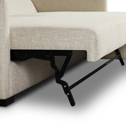 Wickham 2-Piece Sleeper Sectional by Four Hands in alameda snow, ebony, ronan linen. Made from 88% olefin, 11% polyester (uv), 1% polyester, solid maple, faux leather in a unique style.