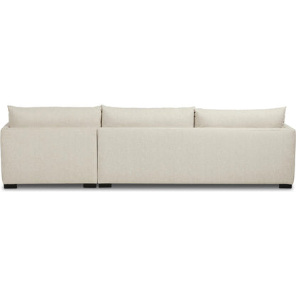 Wickham 2-Piece Sectional by Four Hands in alameda snow, ebony. Made from 88% olefin, 11% polyester (uv), 1% polyester, solid maple in a unique style.
