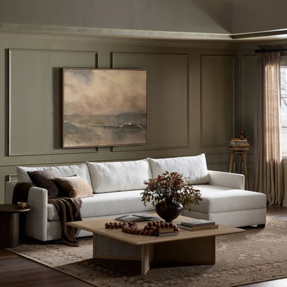 Wickham 2-Piece Sectional by Four Hands in alameda snow, ebony. Made from 88% olefin, 11% polyester (uv), 1% polyester, solid maple in a unique style.