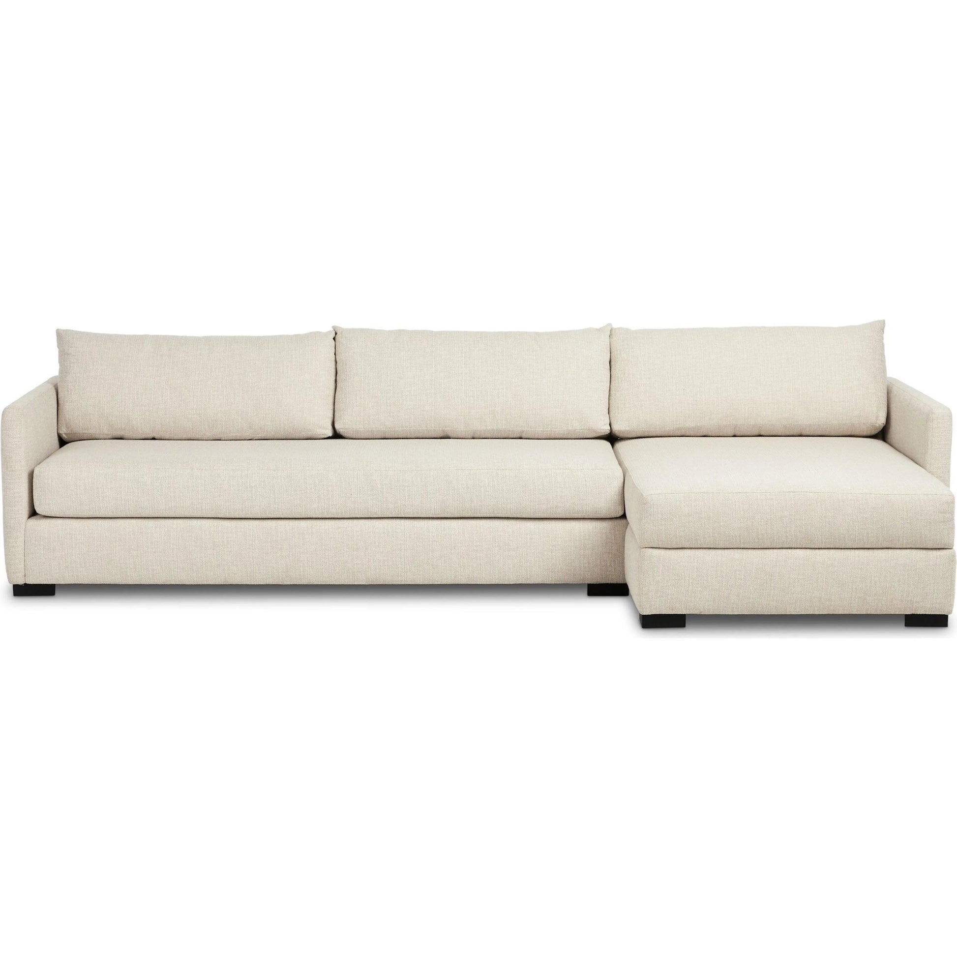 Wickham 2-Piece Sectional by Four Hands in alameda snow, ebony. Made from 88% olefin, 11% polyester (uv), 1% polyester, solid maple in a unique style.