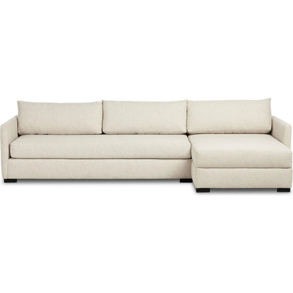 Wickham 2-Piece Sectional by Four Hands in alameda snow, ebony. Made from 88% olefin, 11% polyester (uv), 1% polyester, solid maple in a unique style.