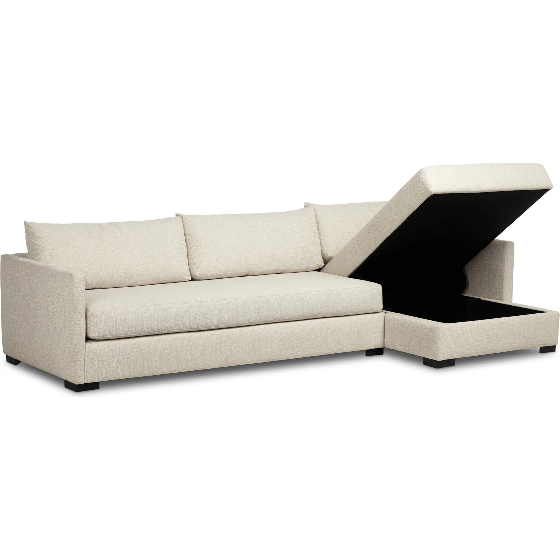 Wickham 2-Piece Sectional by Four Hands in alameda snow, ebony. Made from 88% olefin, 11% polyester (uv), 1% polyester, solid maple in a unique style.