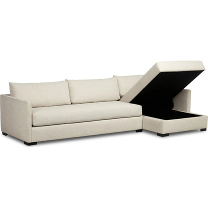 Wickham 2-Piece Sectional by Four Hands in alameda snow, ebony. Made from 88% olefin, 11% polyester (uv), 1% polyester, solid maple in a unique style.