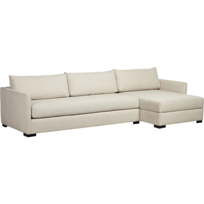 Wickham 2-Piece Sectional by Four Hands in alameda snow, ebony. Made from 88% olefin, 11% polyester (uv), 1% polyester, solid maple in a unique style.