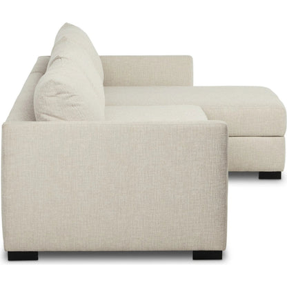 Wickham 2-Piece Sectional by Four Hands in alameda snow, ebony. Made from 88% olefin, 11% polyester (uv), 1% polyester, solid maple in a unique style.