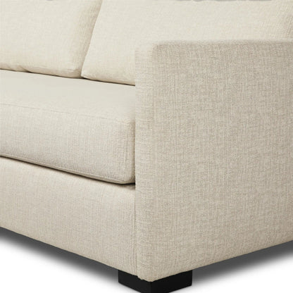 Wickham 2-Piece Sectional by Four Hands in alameda snow, ebony. Made from 88% olefin, 11% polyester (uv), 1% polyester, solid maple in a unique style.