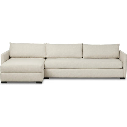Wickham 2-Piece Sectional by Four Hands in alameda snow, ebony. Made from 88% olefin, 11% polyester (uv), 1% polyester, solid maple in a unique style.
