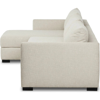 Wickham 2-Piece Sectional by Four Hands in alameda snow, ebony. Made from 88% olefin, 11% polyester (uv), 1% polyester, solid maple in a unique style.