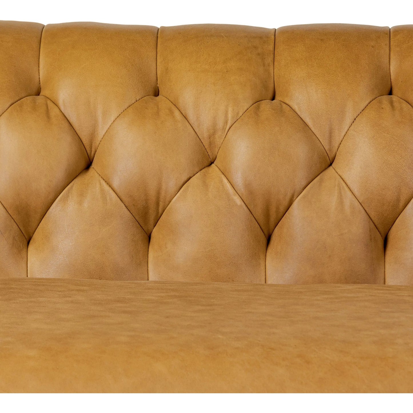004 SI-2635362 | Closeup | Thurston 2-Piece Sectional by Four Hands in cascara cognac, distressed parawood. Made from top grain leather, solid parawood in a unique style.