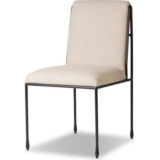 Decker Dining Chair by Four Hands in crypton wayfarer snow, dark gris gunmetal. Made from 100% polyester, iron in a unique style.