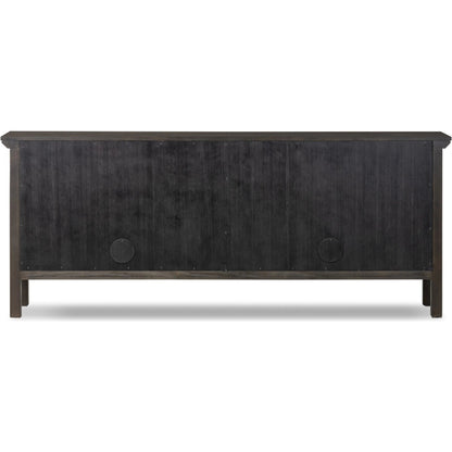 Tuscola Sideboard by Four Hands in smoked black, black paper cord. Made from solid oak, rush in a unique style.