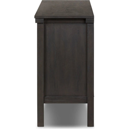 Tuscola Sideboard by Four Hands in smoked black, black paper cord. Made from solid oak, rush in a unique style.