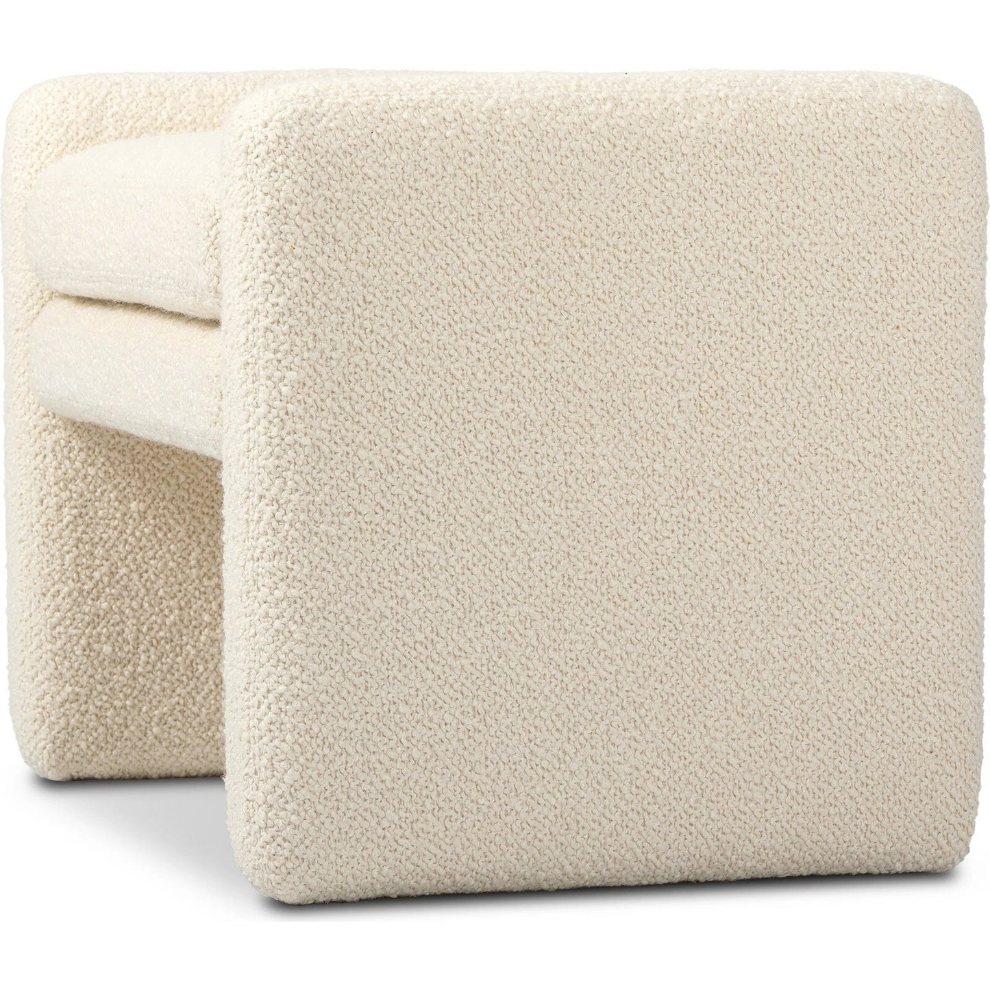 008 SI-2446650 | Closeup | Serena Ottoman by Four Hands in durham cream. Made from 61% polyester, 39% wool in a transitional style.