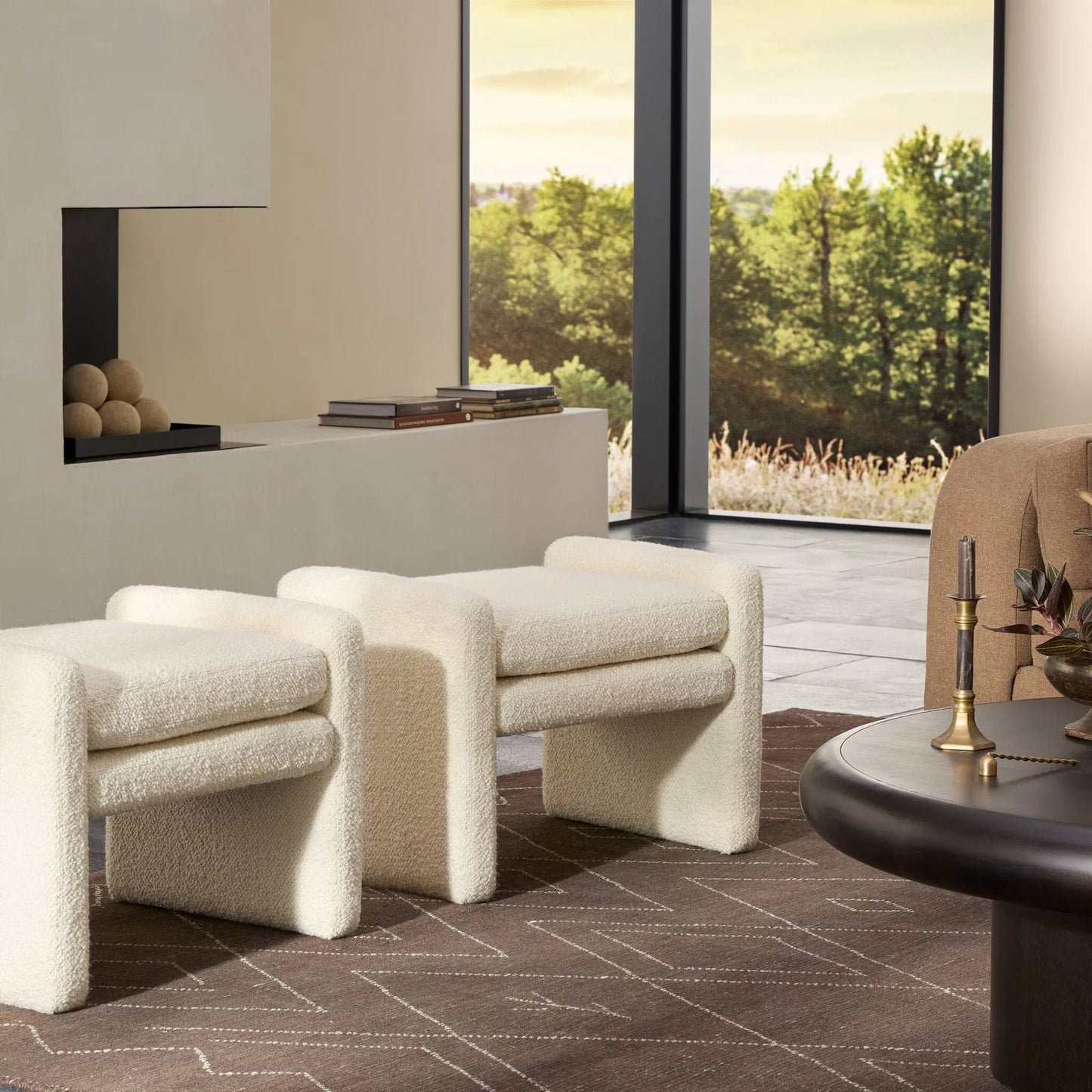 011 SI-2446650 | Lifestyle | Serena Ottoman by Four Hands in durham cream. Made from 61% polyester, 39% wool in a transitional style.