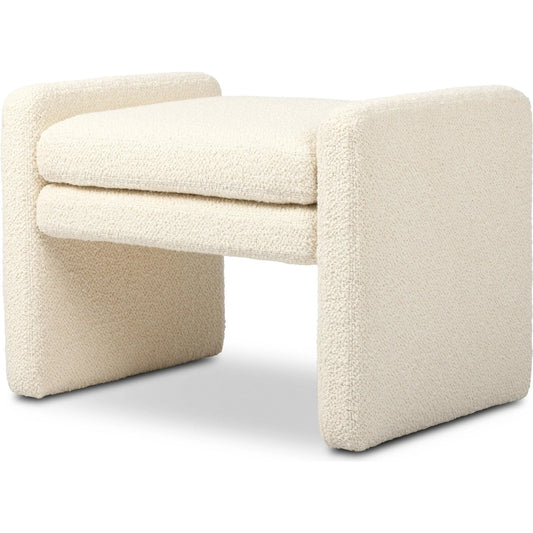 Serena Ottoman by Four Hands in durham cream. Made from 61% polyester, 39% wool in a unique style.