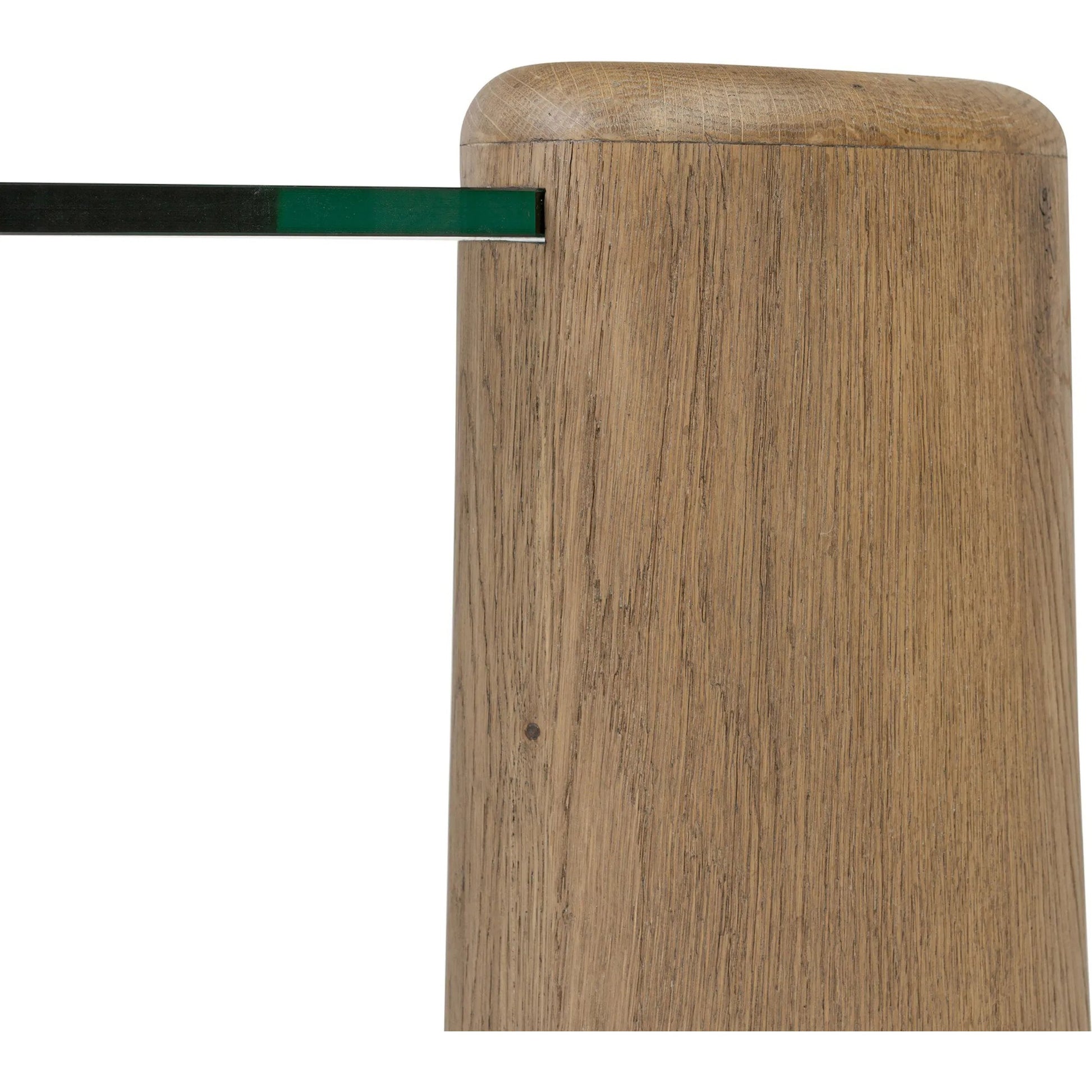 Juno Coffee Table by Four Hands in tempered glass, drifted oak veneer. Made from tempered glass, thick oak veneer in a transitional style.