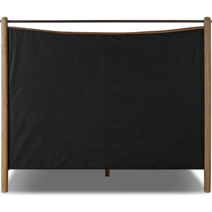 Dina Bed by Four Hands in sonoma chestnut, aged smoked oak, aged smoked oak veneer. Made from top grain leather, solid oak, thick oak veneer in a transitional style.