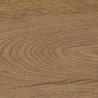 Dina Bed by Four Hands in sonoma chestnut, aged smoked oak, aged smoked oak veneer. Made from top grain leather, solid oak, thick oak veneer in a transitional style.