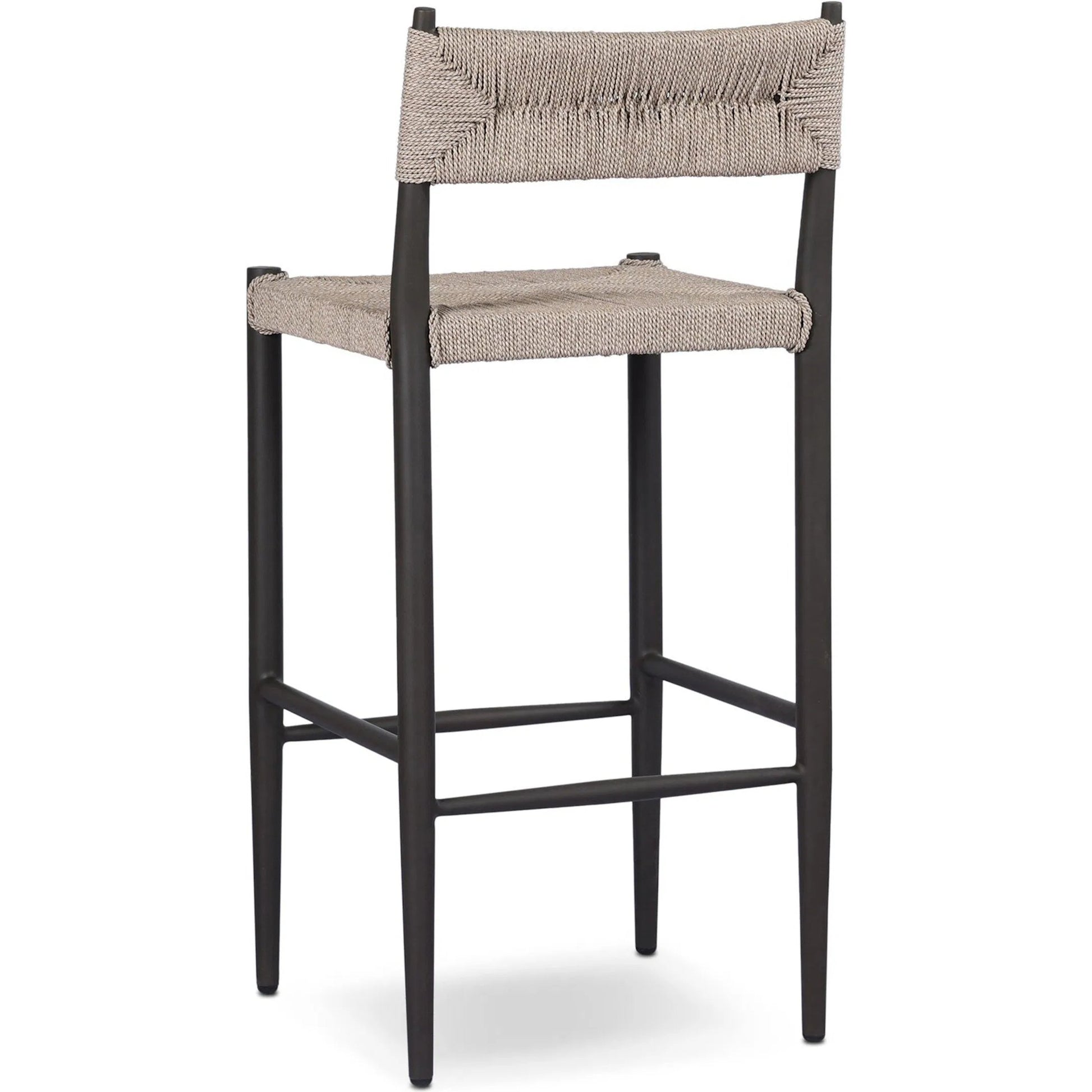 Lomas Outdoor Bar Stool by Four Hands in textured dune, bronze. Made from 100% polyethylene, iron in a unique style.