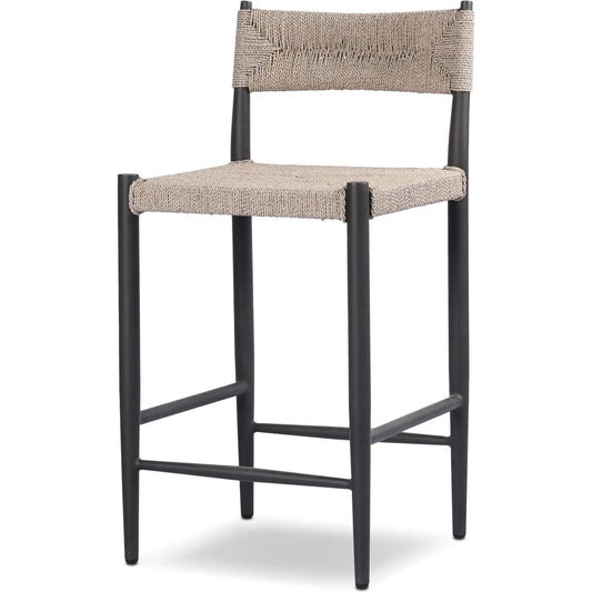 001 SI-2377056 | Primary Silo | Lomas Outdoor Counter Stool by Four Hands in textured dune, bronze. Made from 100% polyethylene, iron in a unique style.