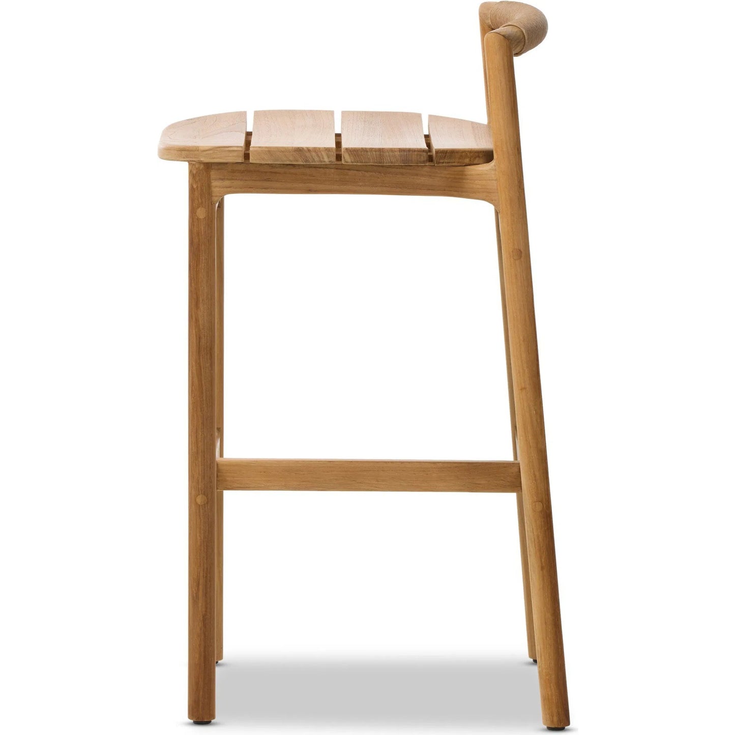 003 SI-2446514 | Additional Silo | Baden Outdoor Bar Stool by Four Hands in textured sand, fine sanded teak-fsc. Made from 100% polyethylene, solid fsc®-certified teak in a transitional style.