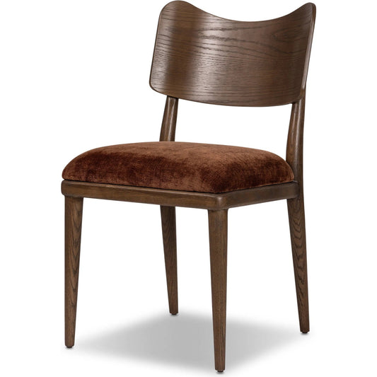 Marley Dining Chair by Four Hands in altair sienna, tan oak, tan oak veneer. Made from 100% polyester, solid oak, oak veneer in a unique style.