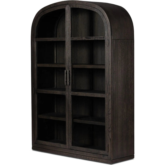 Hepburn Wide Cabinet by Four Hands in dark anthracite oak veneer. Made from oak veneer, solid oak in a unique style.