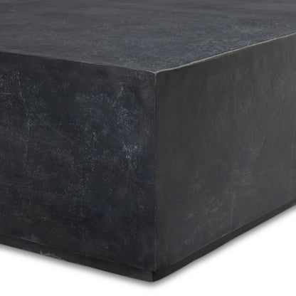 Graso Outdoor Square Coffee Table by Four Hands in aged grey. Made from aluminum in a modern style.