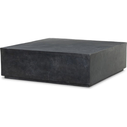 Graso Outdoor Square Coffee Table by Four Hands in aged grey. Made from aluminum in a modern style.