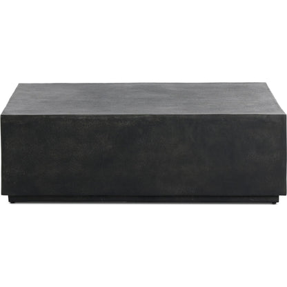 Graso Outdoor Square Coffee Table by Four Hands in aged grey. Made from aluminum in a modern style.