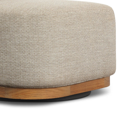 Malta Outdoor Swivel Chair by Four Hands in faye sand, natural teak-fsc. Made from 100% olefin, solid fsc®-certified teak in a transitional style.