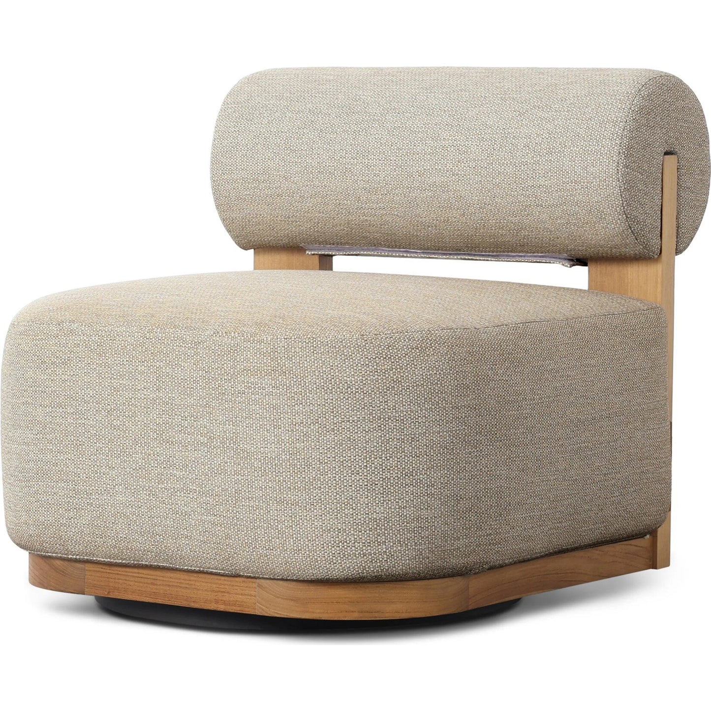 001 SI-2519238 | Primary Silo | Malta Outdoor Swivel Chair by Four Hands in faye sand, natural teak-fsc. Made from 100% olefin, solid fsc®-certified teak in a transitional style.