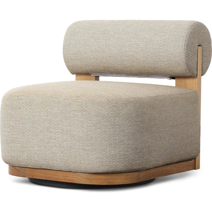Malta Outdoor Swivel Chair by Four Hands in faye sand, natural teak-fsc. Made from 100% olefin, solid fsc®-certified teak in a transitional style.