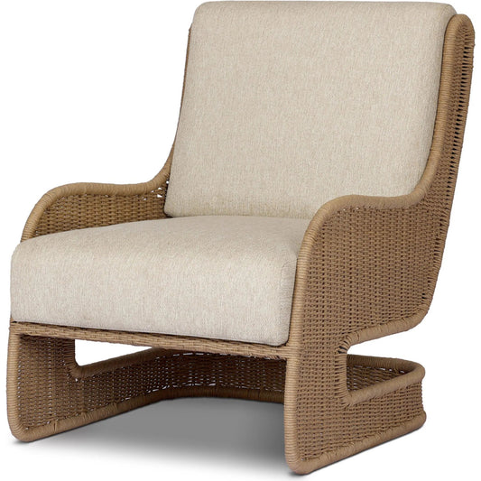 Katrine Outdoor Chair by Four Hands in concha beige, textured sand. Made from 100% olefin, 100% polyethylene in a unique style.