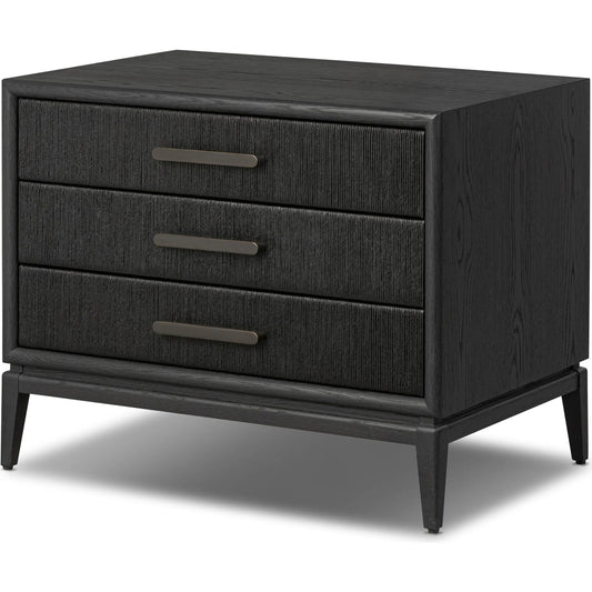 Rosenell Closed Nightstand by Four Hands. Made from oak veneer, rush, solid oak in a unique style.