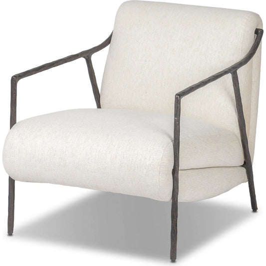 Cassidy Chair by Four Hands in crypton nomad snow, hammered black. Made from 92% polyester, 8% flax/linen, iron in a transitional style.