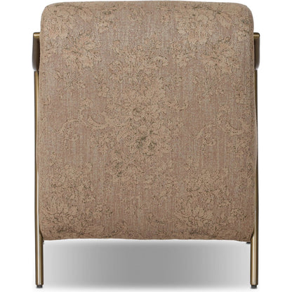 Cassidy Chair by Four Hands in fallingbrook cafe, brushed brass. Made from 53% polyester, 33% rayon, 14% linen, iron in a transitional style.