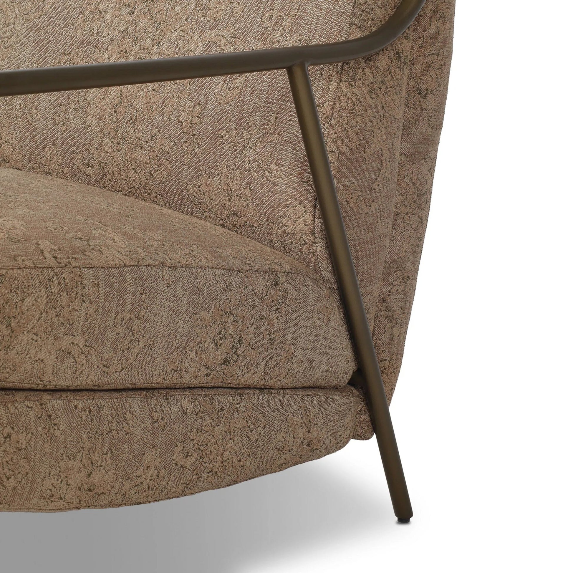 Cassidy Chair by Four Hands in fallingbrook cafe, brushed brass. Made from 53% polyester, 33% rayon, 14% linen, iron in a transitional style.