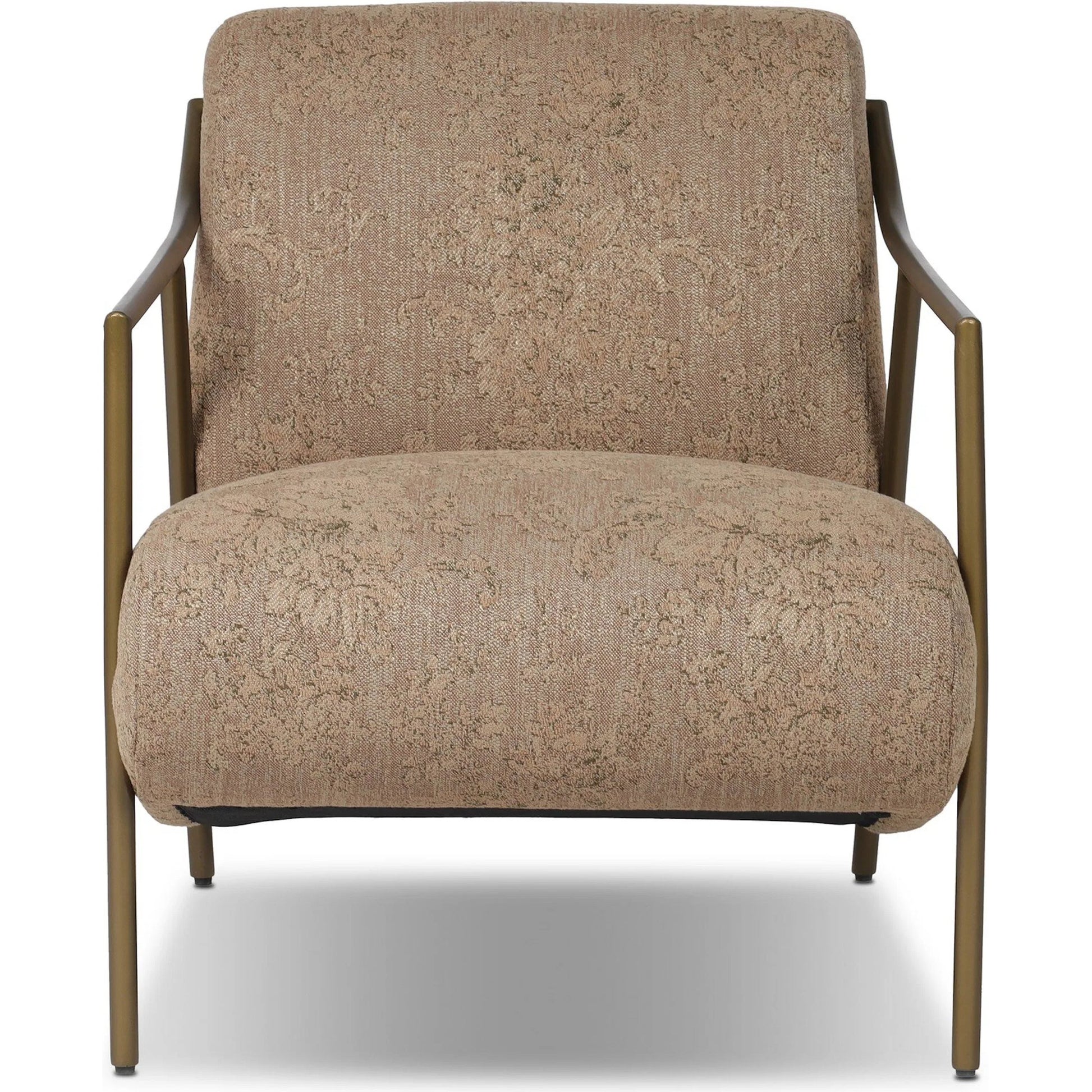 Cassidy Chair by Four Hands in fallingbrook cafe, brushed brass. Made from 53% polyester, 33% rayon, 14% linen, iron in a transitional style.