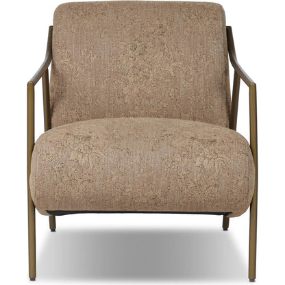 Cassidy Chair by Four Hands in fallingbrook cafe, brushed brass. Made from 53% polyester, 33% rayon, 14% linen, iron in a transitional style.