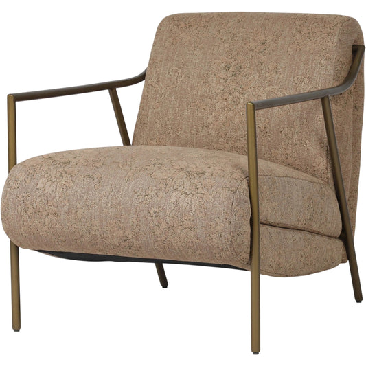 Cassidy Chair by Four Hands in fallingbrook cafe, brushed brass. Made from 53% polyester, 33% rayon, 14% linen, iron in a transitional style.