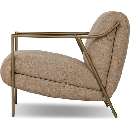 Cassidy Chair by Four Hands in fallingbrook cafe, brushed brass. Made from 53% polyester, 33% rayon, 14% linen, iron in a transitional style.