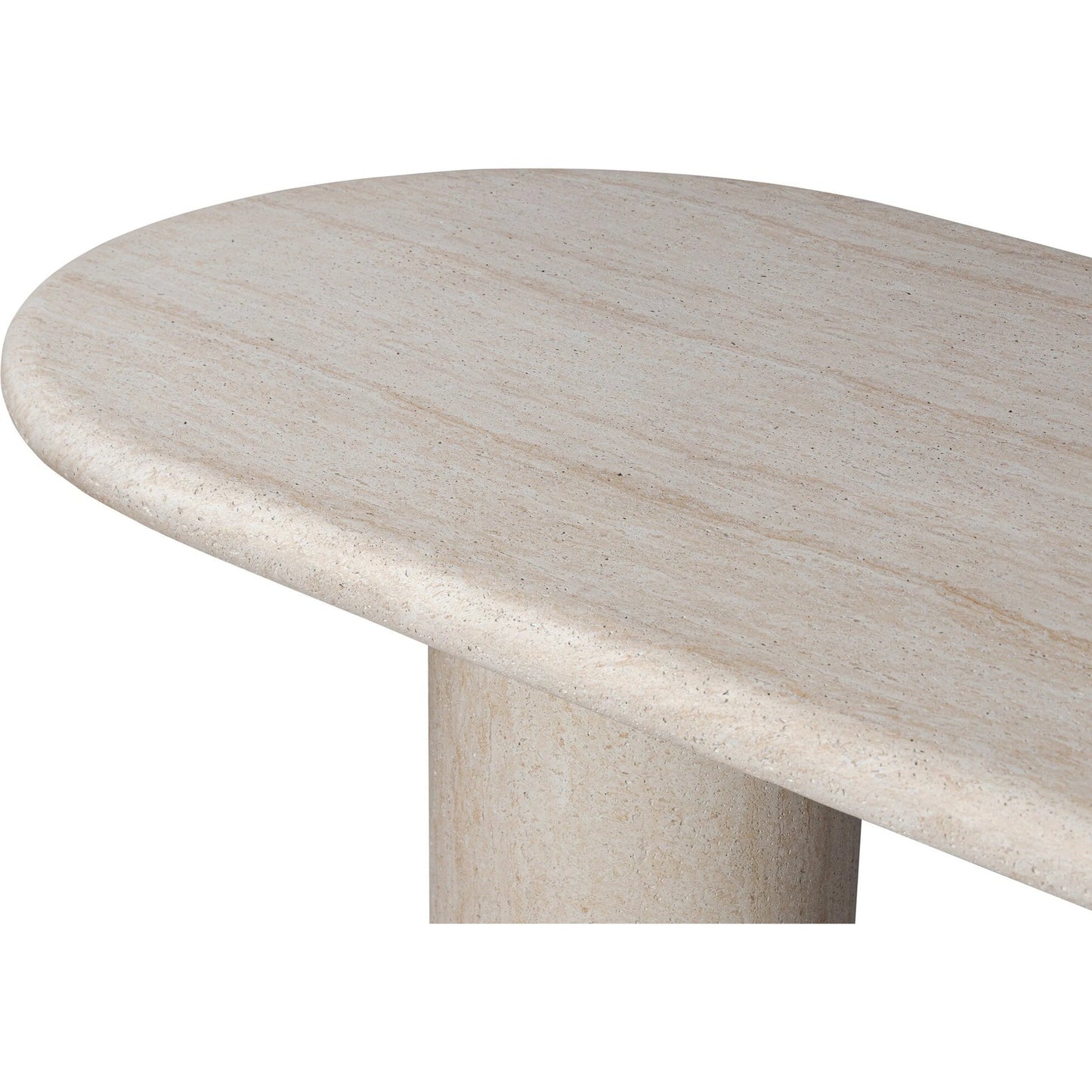 006 SI-2519267 | Closeup | Poole Outdoor Dining Table by Four Hands in textured sand concrete. Made from solid concrete in a transitional style.