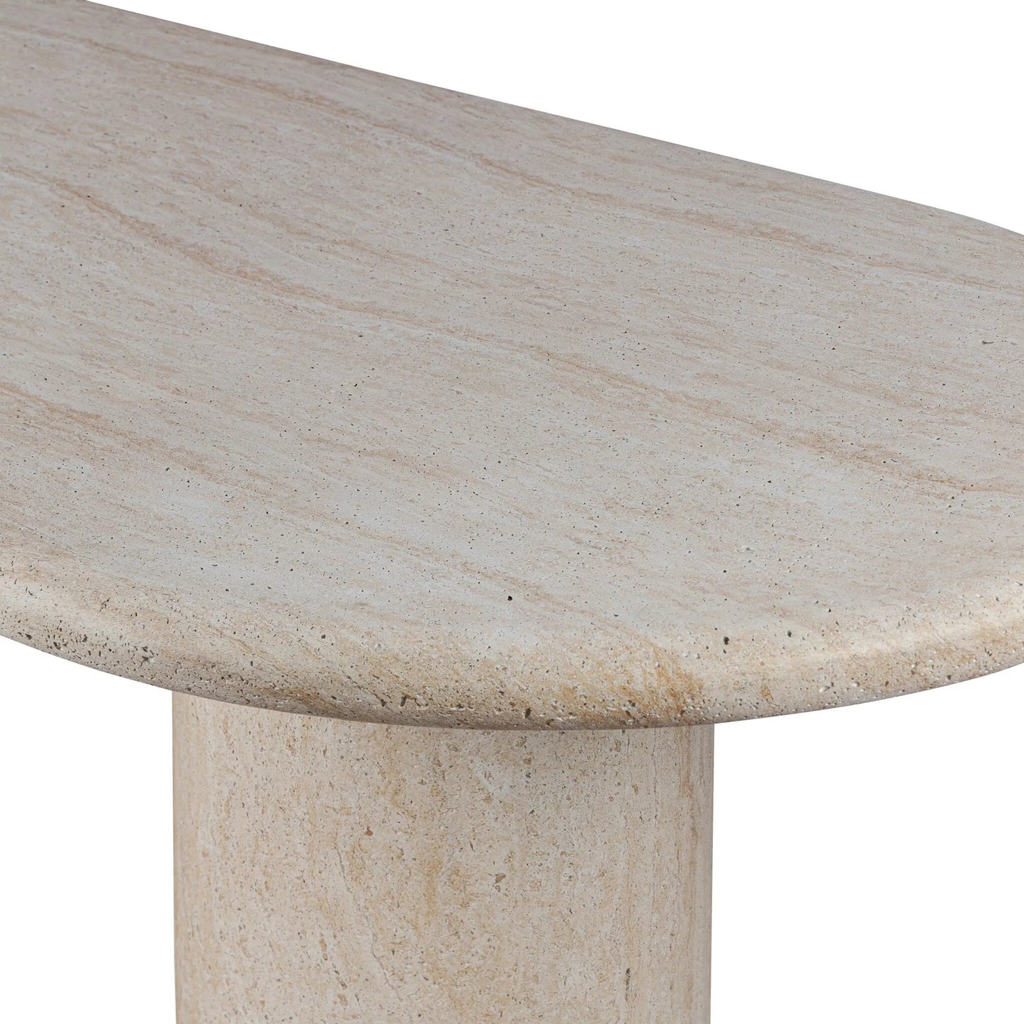 007 SI-2519267 | Closeup | Poole Outdoor Dining Table by Four Hands in textured sand concrete. Made from solid concrete in a transitional style.