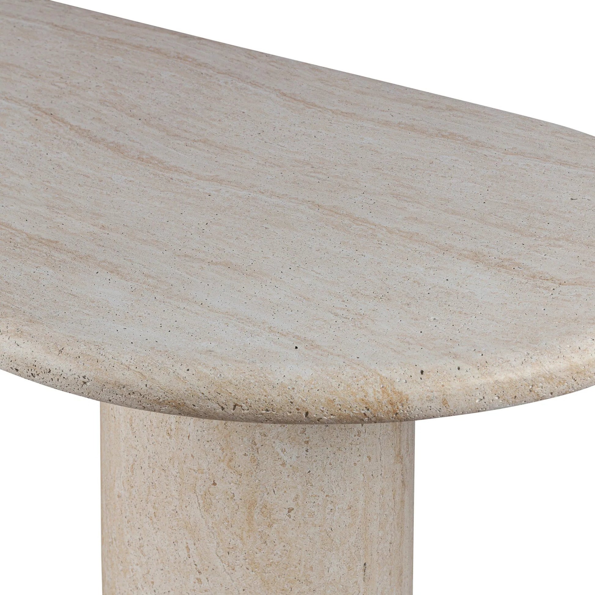 Poole Outdoor Dining Table by Four Hands in textured sand concrete. Made from solid concrete in a transitional style.