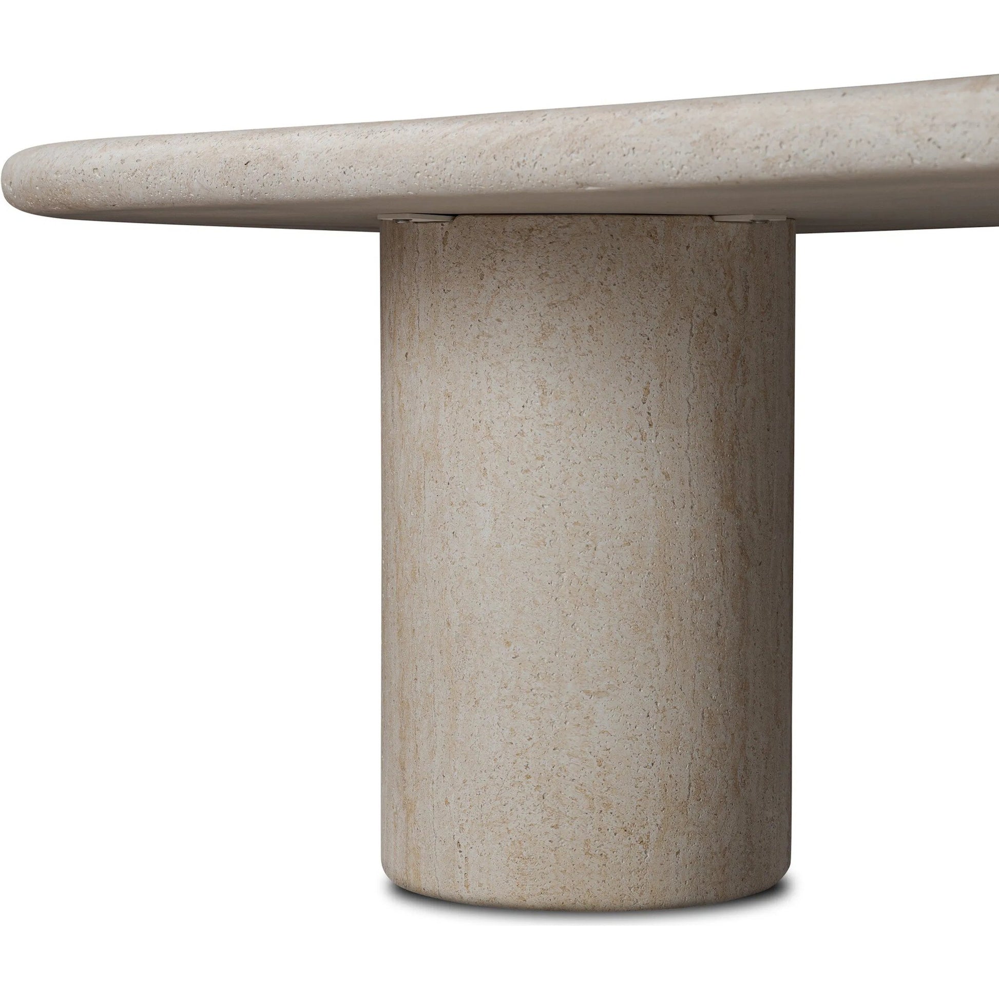 Poole Outdoor Dining Table by Four Hands in textured sand concrete. Made from solid concrete in a transitional style.