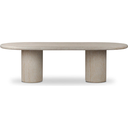 Poole Outdoor Dining Table by Four Hands in textured sand concrete. Made from solid concrete in a transitional style.